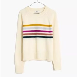 NWT Madewell Cashmere Shrunken Sweatshirt in Placed Striped XS